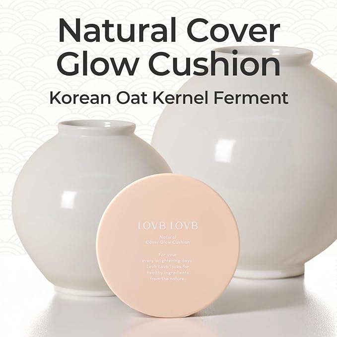 Natural Cover Glow Cushion Foundation | Satin Radiant Finish | Korean Foundation Makeup | Long-Lasting Natural Coverage | for All Skin Types 0.42 oz. (23N Natural Beige)