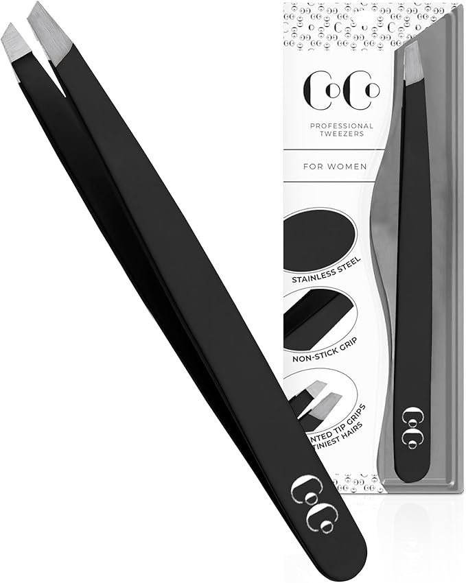 Tweezers for Facial Hair Women, Professional Precision Eyebrow Tweezers for Women and Men, Sharp Stainless Steel Slanted Tip for Hair Removal, Eyebrows and Ingrown Hair