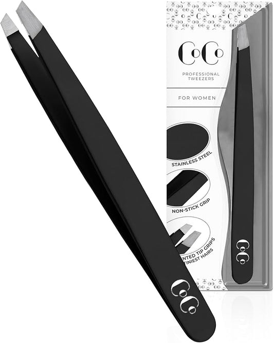 Tweezers for Facial Hair Women, Professional Precision Eyebrow Tweezers for Women and Men, Sharp Stainless Steel Slanted Tip for Hair Removal, Eyebrows and Ingrown Hair
