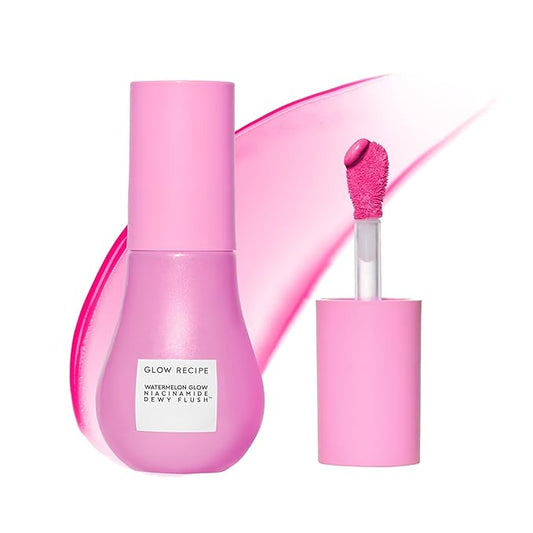Glow Recipe Niacinamide Dewy Flush Tinted Liquid Blush Serum - Glowy Blush for Cheeks to Smooth, Hydrate & Brighten - Liquid Korean Makeup with Buildable Soft Pink Tint - Dragon Fruit Flush (0.4 oz)
