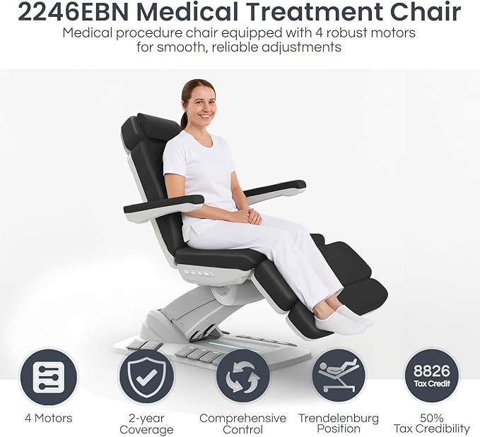 Massage Tools - Professional Spa and Facial Chair with 240° Rotation, LED Lighting, Memory Settings, and Adjustable Headrest - Premium Service Bed and Spa Chair for Salon and Facials - Grey