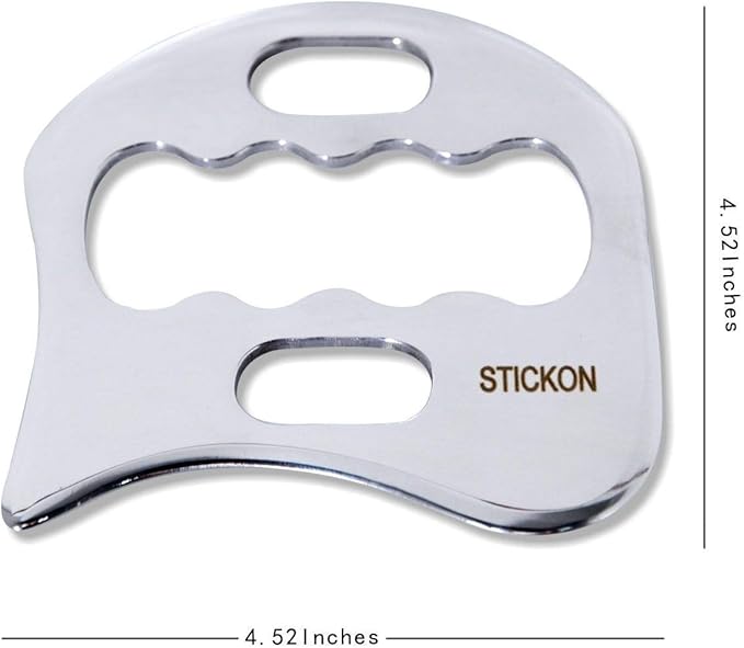 STICKON Stainless Steel Gua Sha Scraping Massage Tool IASTM Tools Great Soft Tissue Mobilization Tool (K Shape)