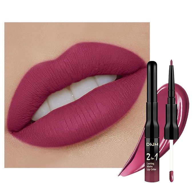 evpct 1Pcs Rose Plum Neutral Matte Lip Liner and Liquid Lipstick Stain Makeup Set for women, Rose Long Lasting Smudge Proof Lipstick labiales matte mate larga duracion listip 24 hours originales, 28#