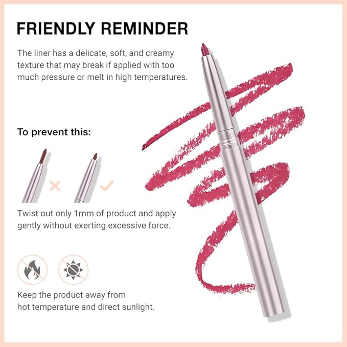 evpct Silky Lip Liner Pencil Retractable, Ruby Red Smooth Lip Liner Creamy Velvet Lipliner Long-Lasting for Korean Makeup Contouring Matte Lip High Pigmented Rich Colors Crayon Lipstick Pen 02