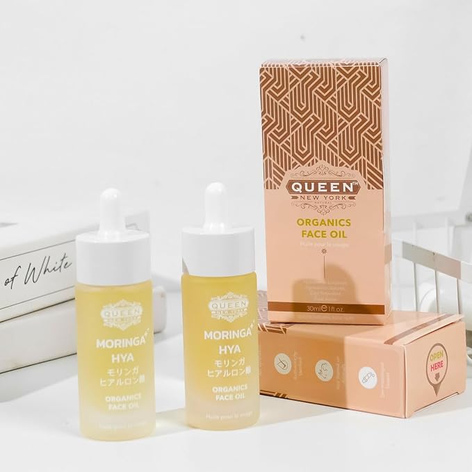 QUEEN MORINGA HYA – Organic Moringa Oil with Hyaluronic Acid for Face – Hydrating & Anti-Aging Facial Oil Serum – Lightweight, Fast Absorbing, Non-Comedogenic, Fragrance-Free Moisturizer - 1 fl oz