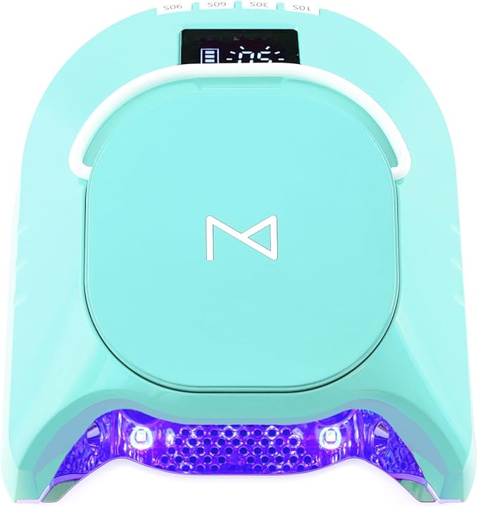 M - GlowPro Professional Hybrid 86W Wireless Rechargeable UV LED Nail Curing Lamp Cordless Nail Dryer for Gel Nails, Manicure, Pedicure (Teal)