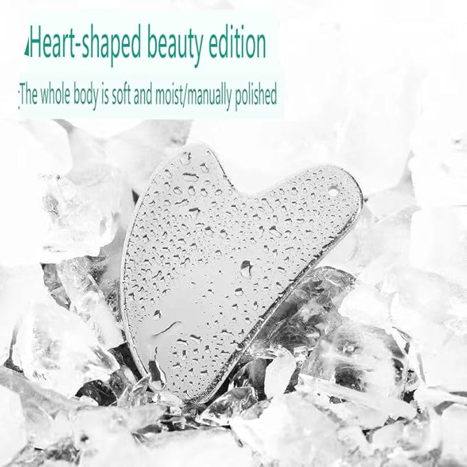 Stainless Steel Gua Sha Facial Tool - Facial Gua Sha Tool, Facial Contouring Tool, Jawline Contourer, Double Chin Reducer, Body Gua Sha Tool, Lymphatic Drainage Massager, Facial Skin Care - Silver