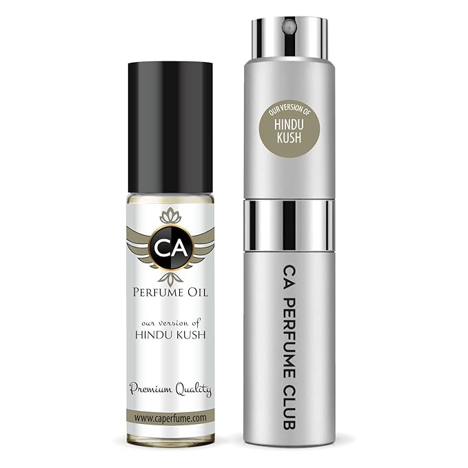 CA Perfume Duo Impression of Hindu Kush For Women And Men Perfume Layering Set Long Lasting Travel Size EDP + Body Oil Roll-On Bottle 0.27 Fl Oz+0.33 Fl Oz