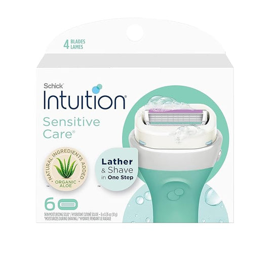 INTUITION Schick Refill, Razors for Women Sensitive Skin | Intuition Razor Blades Refill with Organic Aloe, Razor Refills , 6 Count (Pack of 1)