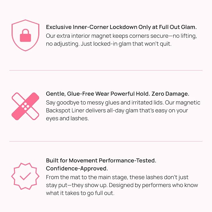 Full Out Glam Magnetic Eyelashes and Eyeliner Kit - Contains 3 Styles of Reusable Magnetic Lashes, LashMate Applicator, BackSpot Liner - Easy to Wear, No Glue Needed, Performance Gift Set