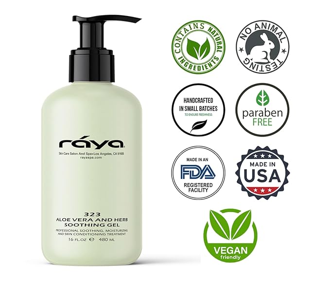 Raya Aloe Vera and Herbs Soothing Gel (323) | Effective, Soothing, and Moisturizing Treatment for the Face and Body | Comforts Dry, Chapped, and Irritated Skin