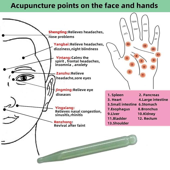 Jade Acupuncture Pen Deep Tissue Gua Sha Massage Tools Natural Facial Tool Manual Acupuncture Massage Pen for Full Body