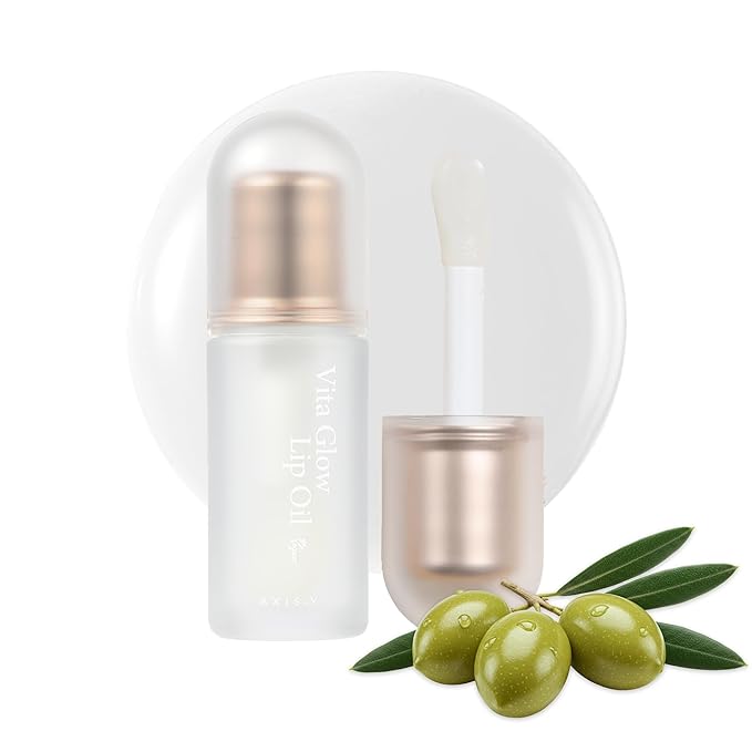 AXIS-Y Vita Glow Lip Oil with Vitamin E & Ceramide - Nourishing & Revitalizing Dry, Chapped Lips with Long Lasting Moisturization - Vegan Korean Skin Care Lip Treatment - 0.13 fl. oz. (Dreamy Olive)