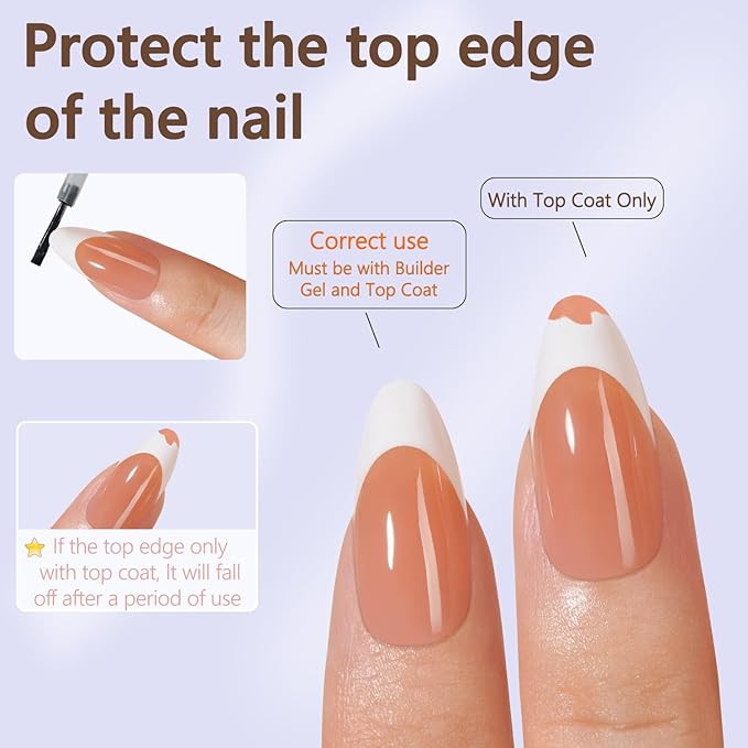 Misssix French Gel Nail Tips, 150Pcs French Tip Press on Nails Medium Almond Brown, No Need to File 3 in 1 Tips Pre-lasting, Fake Nails for Nail Art DIY 15 Sizes