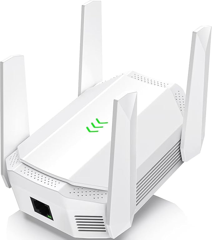 2025 Fastest AX3000 WiFi 6 Extender, Dual Band WiFi Extender Signal Booster, Internet Booster with Gigabit Ethernet Port, Covers Up to 12,000sq.ft and 99 Devices, Faster Speed and Easy Setup, White