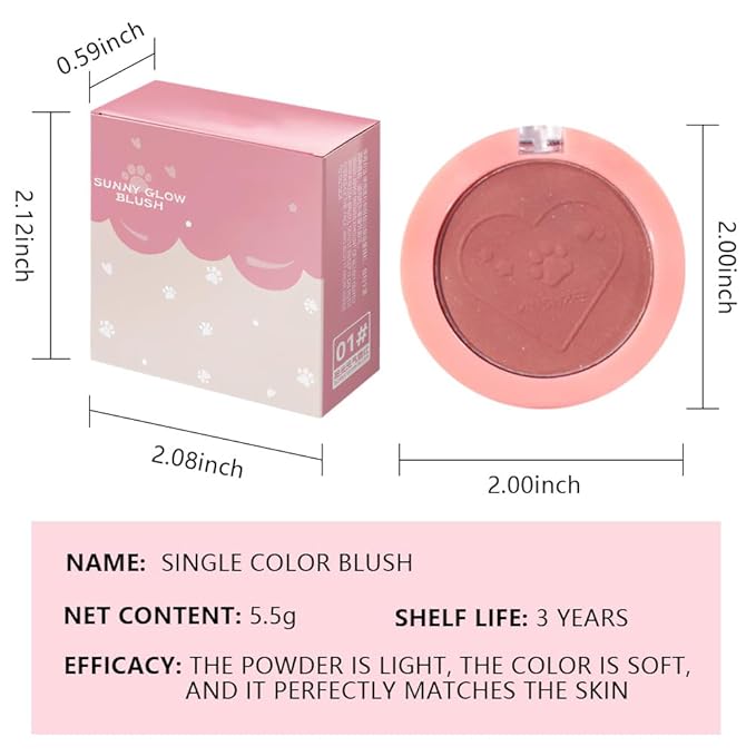 Matte Blush Powder for Cheeks, Cruelty Free Makeup – Long Lasting Natural Face Blusher Makeup, Lightweight Blendable Cheek Color Palette for Women All Skin Tones - #05 Brick Red