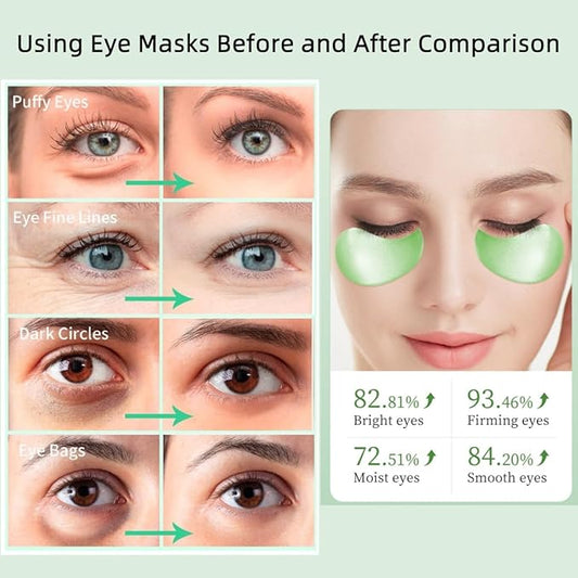 Eye Mask 60 Pcs, Under Eye Patches for Dark Circles and Puffiness, Lighten Fine Lines and Eye Bags,Water Replenishing Eye Treatment Mask (Avocado Eye Mask)