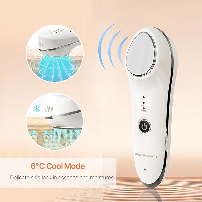 TOUCHBeauty Hot & Cold Facial Massager - Handheld Vibration Skin Rejuvenating Relaxation Device for Smoother Tighter Face, Skincare Warming & Cooling Beauty Tool for Women