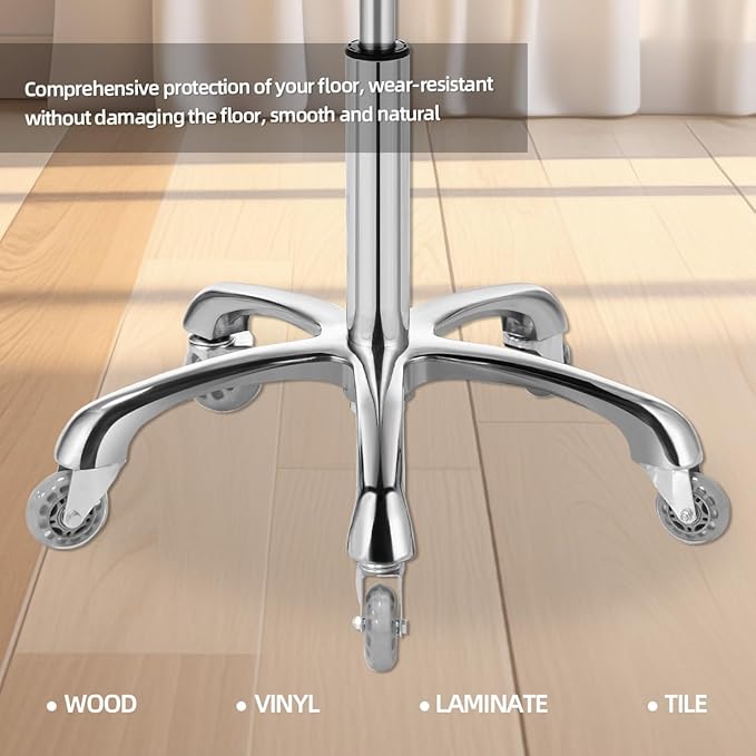 Rolling Stool with Wheels, Heavy Duty 400 lbs Stool for Shop Guitar Lab Tattoo Workbench Medical, Adjustable Swivel Chair (Pink)