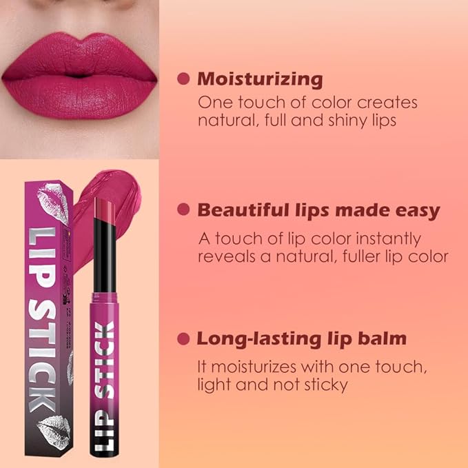 Matte Lipstick Crayon for Women, Pitaya Pink Lip Stick Pencil 24 Hour Long Lasting Waterproof, Non-Drying Hydrating Formula Lip Gloss Makeup, Vegan & Cruelty-Free, 05