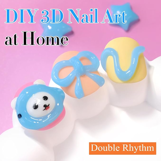 Double Rhythm 0.5 Oz 3D Nail Gel Nail Art Sculpting Gel No Wipe Gel Polish for Nail Designs DIY Nail Art for Drawing, Molding, Sculpture and Decoration (3D Sculpting Gel Blue)