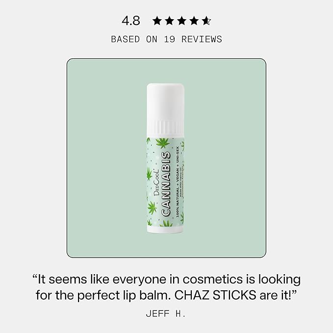 DedCool Lip Balm Stick (Cannabis) Jumbo, Vegan, Flavored, Coconut Oil Lip Balm, Long Lasting, Moisturization, Hydrates Dry & Chapped Lips, Vegan, Natural, Clean, Non-Toxic, Fragrance For All