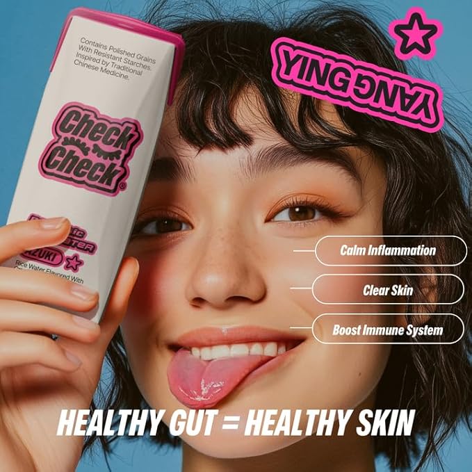 CheckCheck Prebiotic Rice Water, Dawn, Dusk, and Azuki, 12 Pack, 8.45 fl oz Bottles (12 Pack, Azuki)