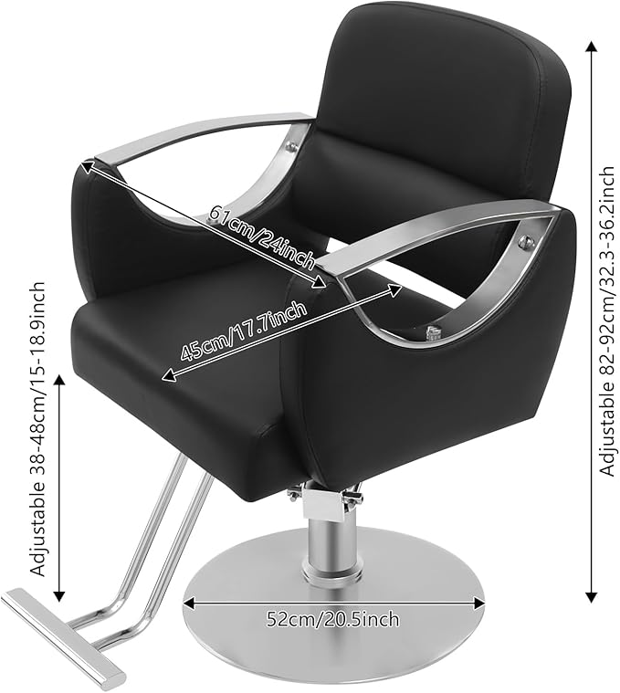 Barber Chair Salon Chair for Hair Stylist Adjustable Hydraulic Styling Chair with 360 Degrees Rolling Swivel for Salon Barbershop Tattoo Shampoo Beauty Equipment, Black