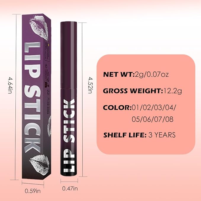 Matte Lipstick Crayon for Women, Pink Nude Lip Stick Pencil 24 Hour Long Lasting Waterproof, Non-Drying Hydrating Formula Lip Gloss Makeup, Vegan & Cruelty-Free, 08