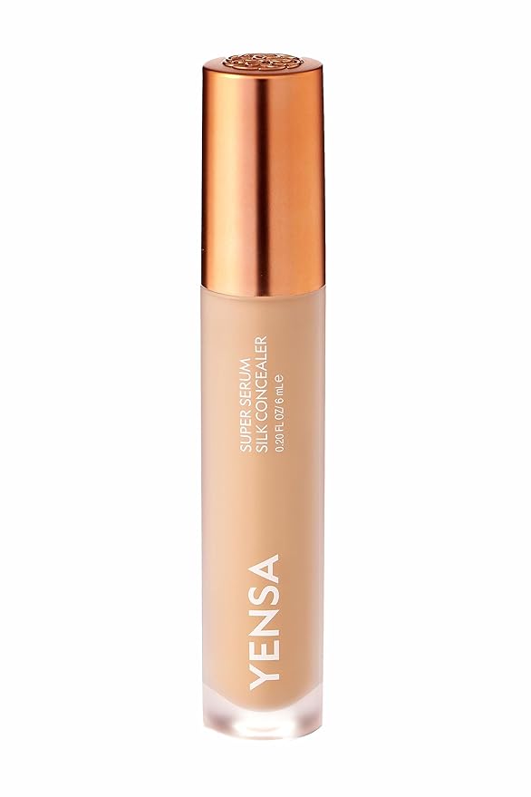 YENSA Super Serum Silk Concealer - Full Coverage Undereye Concealer & Peptides Serum for Face - Enriched with Vitamins C & E, Bakuchiol & Superfoods to Boost Radiance - Light 1 (0.2 Fl oz)