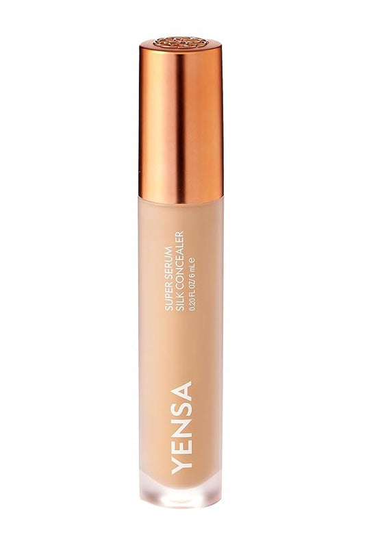 YENSA Super Serum Silk Concealer - Full Coverage Undereye Concealer & Peptides Serum for Face - Enriched with Vitamins C & E, Bakuchiol & Superfoods to Boost Radiance - Light 1 (0.2 Fl oz)