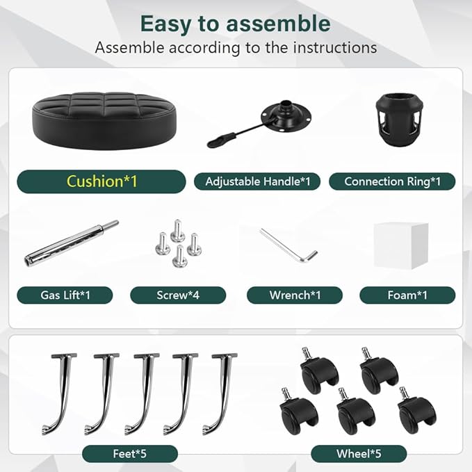 Black Classic Swivel Stool with Wheel for Salon Work Home SPA Shop Height-Adjustable and Cost-Effective Rolling Stool Chair Small