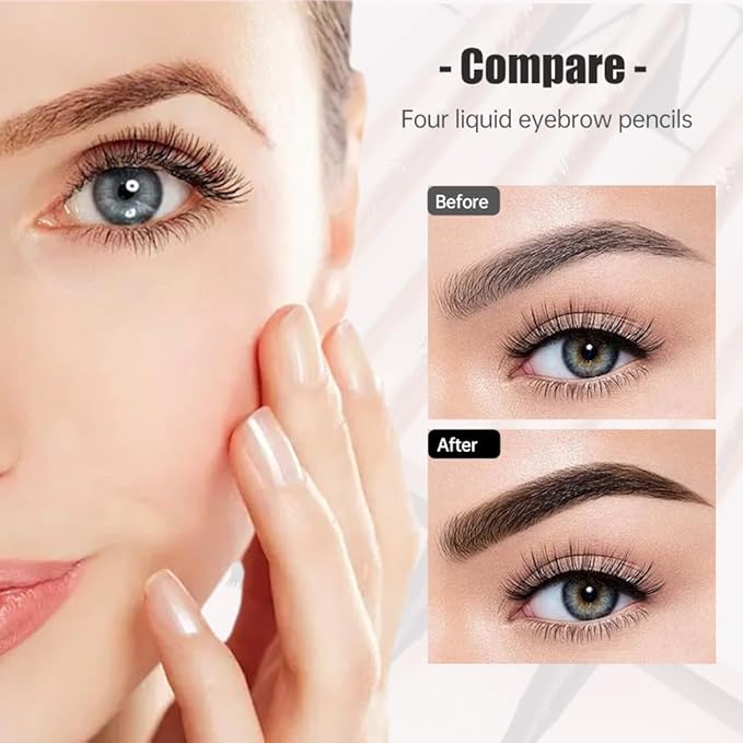 Microblading Eyebrow Pencil, 2025 New Waterproof Eyebrow Pencil, Premium Microblading Eyebrow Pen with 4 Tip, Long-Lasting Natural Magic Eyebrow Makeup Fine Stroke Eye Brow Pen for Women (Gray)