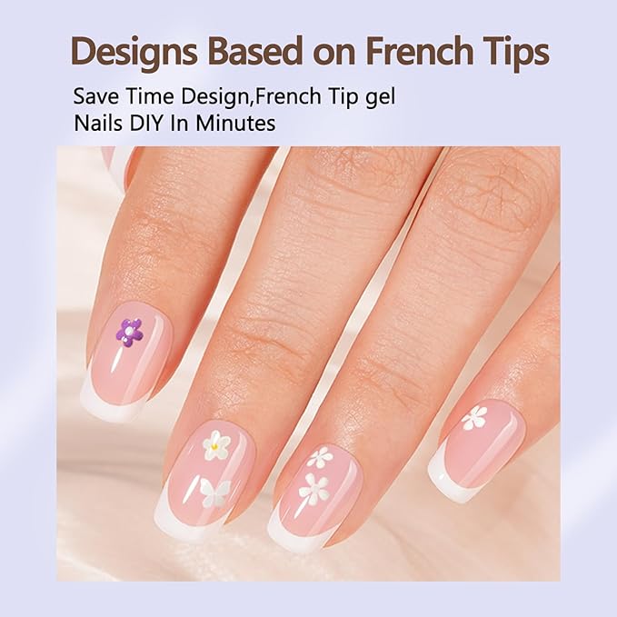 Misssix French Gel Nail Tips, 150Pcs French Tip Press on Nails Short Square Pink, No Need to File 3 in 1 Tips Pre-lasting, Fake Nails for Nail Art DIY 15 Sizes