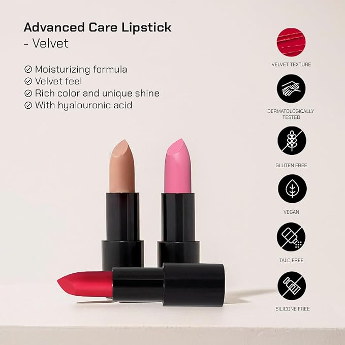 Radiant Professional Advanced Care Lipstick - Ultra Nourishing, Moisturizing Long Lasting Matte Lipstick With Vitamin E- UVA UVB Filters - VELVET (10 TUFFY – PINKISH MAUVE)