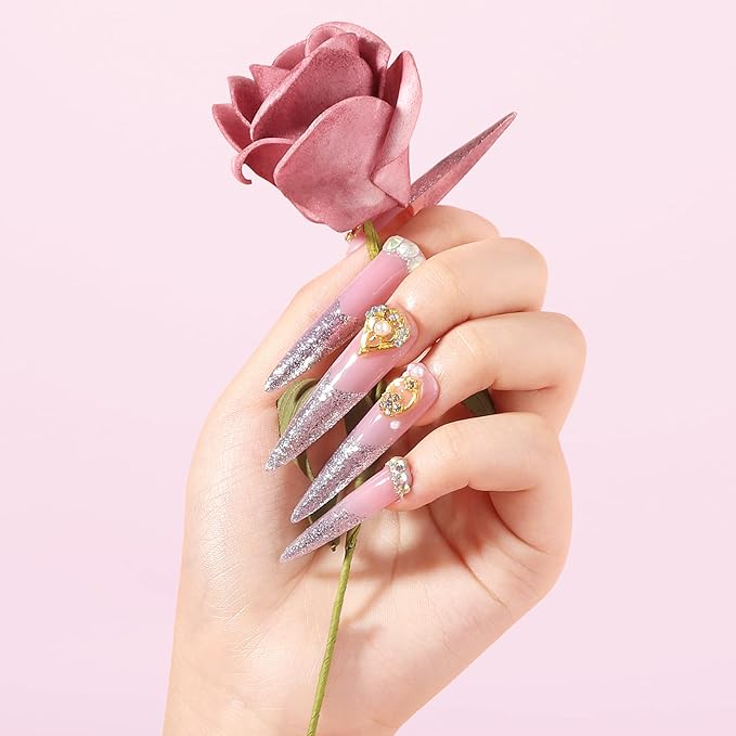 Clear Long Stiletto Nail Tips, 504PCS XXXL Extra Long Stiletto Fake Acrylic Nails, Full Cover Soft Gel C Curve Nail Tips False Nail Extension Tips for Manicure Salon DIY Nail Art 12 Sizes