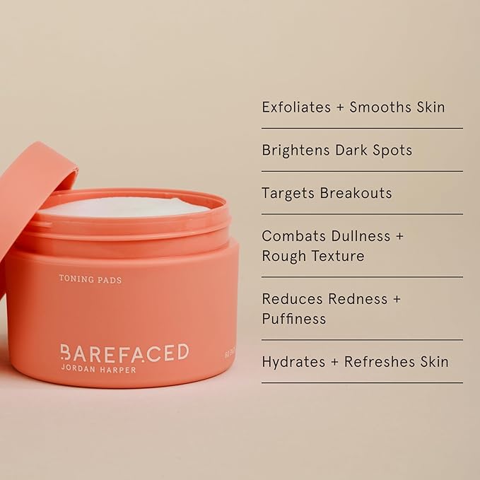 Barefaced Anti-Aging Bundle - Toning Pads, Liquid Gold, RetinAL, Hydrating Lotion - Brighten, Retexture, and Hydrate Skin