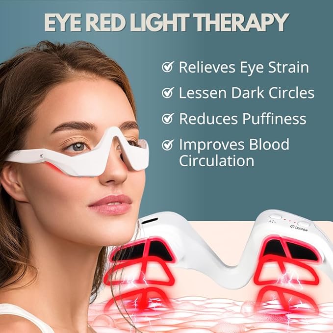 Under Eye Red Light Therapy, Rechargeable Eye Massager for Dark Circles Under Eye Bag Puffy Wrinkles Fine Lines