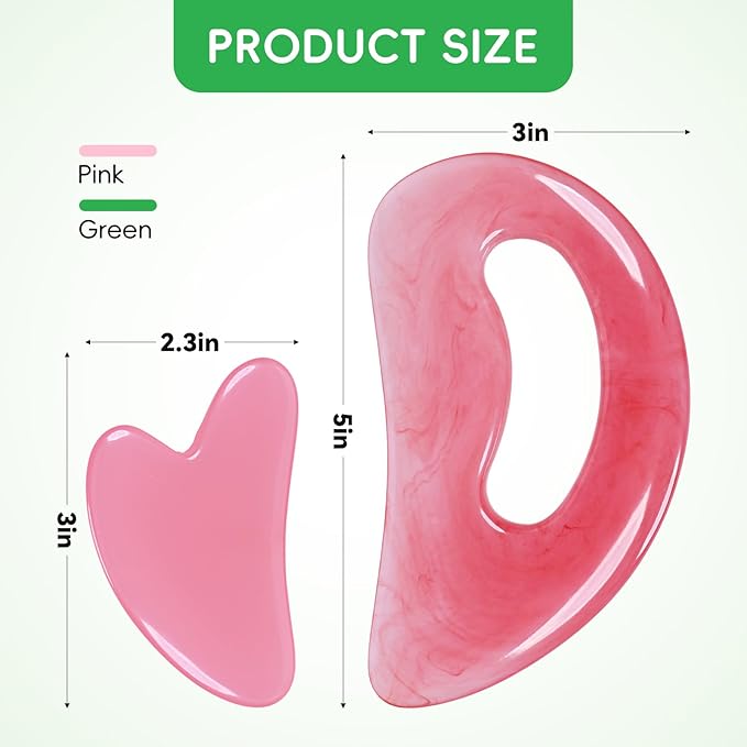 Body Gua Sha Tool Cellulite Guasha Tool for Body Body Massage Tools (Natural Resin) Lymphatic Drainage Tool Guasha Tool for Face，Back, Legs, Women's Body Shaping Tools (Pink)
