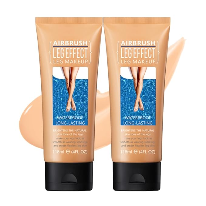 2Pcs Leg Effect Waterproof Makeup, Long-Lasting, Natural Leg Coverage, Body Foundation to Cover Vein, Tattoo and Flaw (02#Medium, 2Pcs)