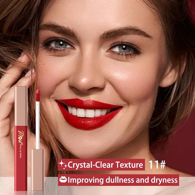 12 Colors Lip Gloss Set, High-Shine Waterproof Collection, Long Lasting Moisturizing Formula with Mirror Finish, Adult (11#, 1 Count (Pack of 1))