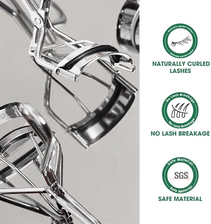 Stainless Steel Eyelash Curlers, Professional Lash Curler for Long-Lasting Lift | Gentle Eye Lash Curler for Hooded Eyes | Stainless Steel Ergonomic Design for Natural Curl (Silver)