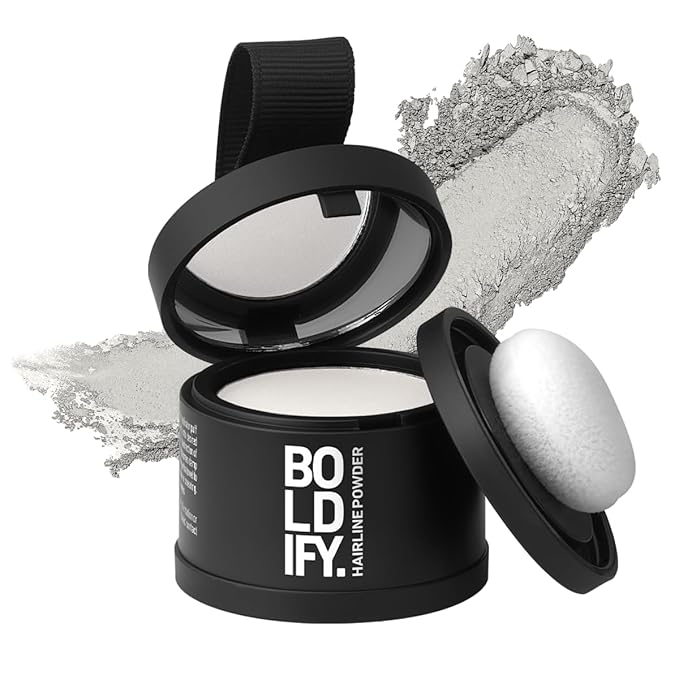 BOLDIFY Hairline Powder - Root Touch Up Hair Color for Gray Coverage - Bald Spot Concealing Hair Powder for Women & Men - 24-Hour Stain-Proof - White
