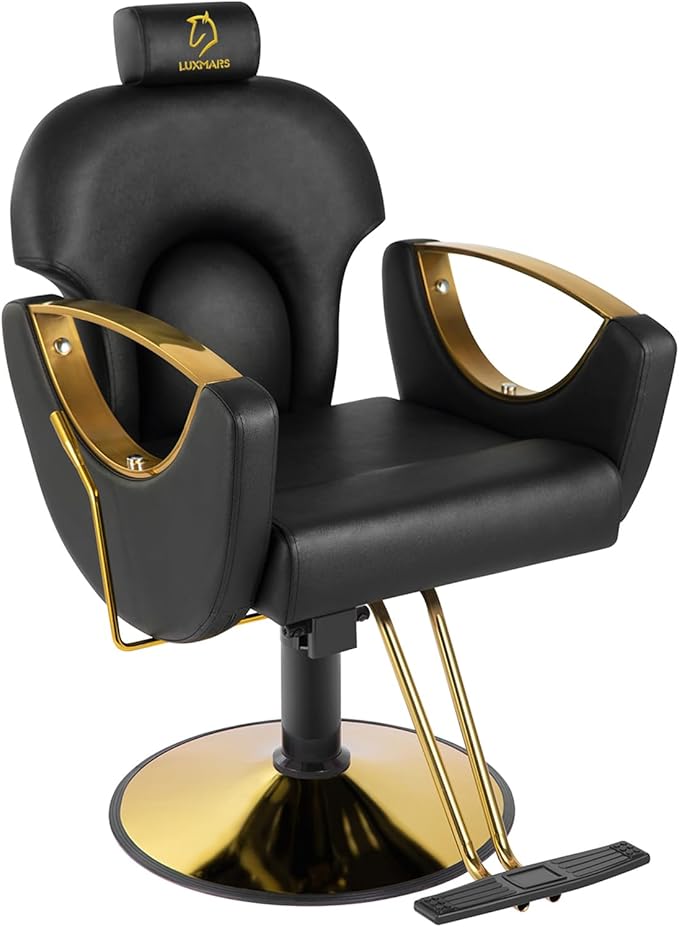 Hydraulic Barber Chair, Salon Chairs 360 Degrees Rolling Swivel Hair Styling Chair, Adjustable Height Hair Stylist Tattoo Salon Beauty Spa Chair Styling Equipment - Black