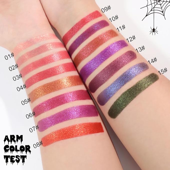 Kaely Glitter Metallic Lipstick, Shimmer Metallic Lipsticks for Women, High Pigmented Lip Gloss Long Lasting Waterproof Smudge Proof 24 Hour, Halloween Makeup, Vegan & Cruelty-Free, 03