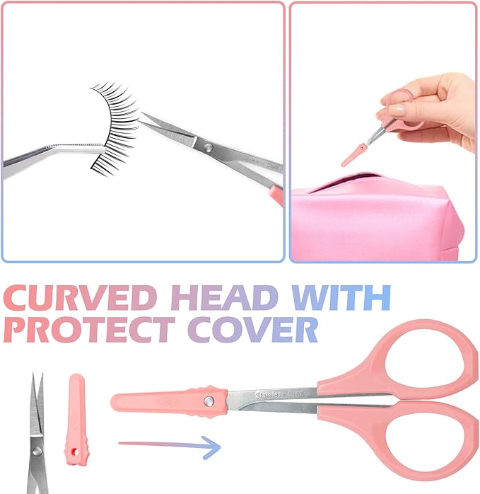 2 Pcs Eyebrow Scissors for Women， Small Scissors Beauty for Facial Hair, Beard, Ear, Nose, Moustache， Stainless Steel