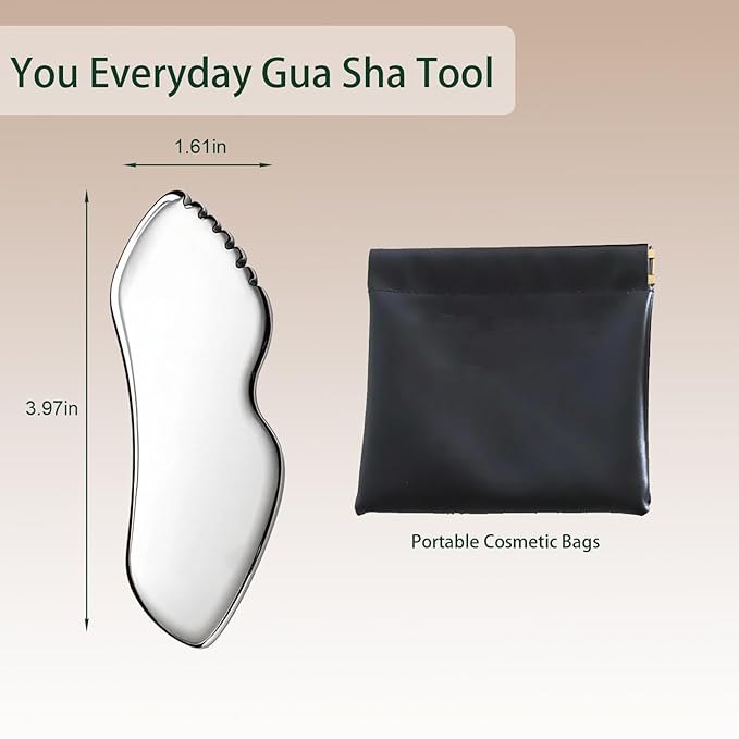 Stainless Steel Gua Sha Facial Tools Guasha Face Sculpting Tool Metal Detail Stone Body Lymphatic Drainage Massager Face Skin Care Gift for Women