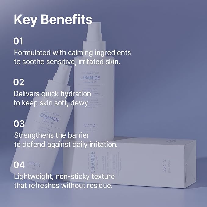 AVCA Ceramide Cream Mist for Deep Hydration and Dewy Glow 5.07 oz