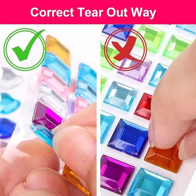 10 Sheets Face Gems Jewels for Makeup Self Adhesive Assorted Shapes Rhinestones for Christmas Crafts, Eye Body Gems Nail Art Festival Party Rave Accessories for Women