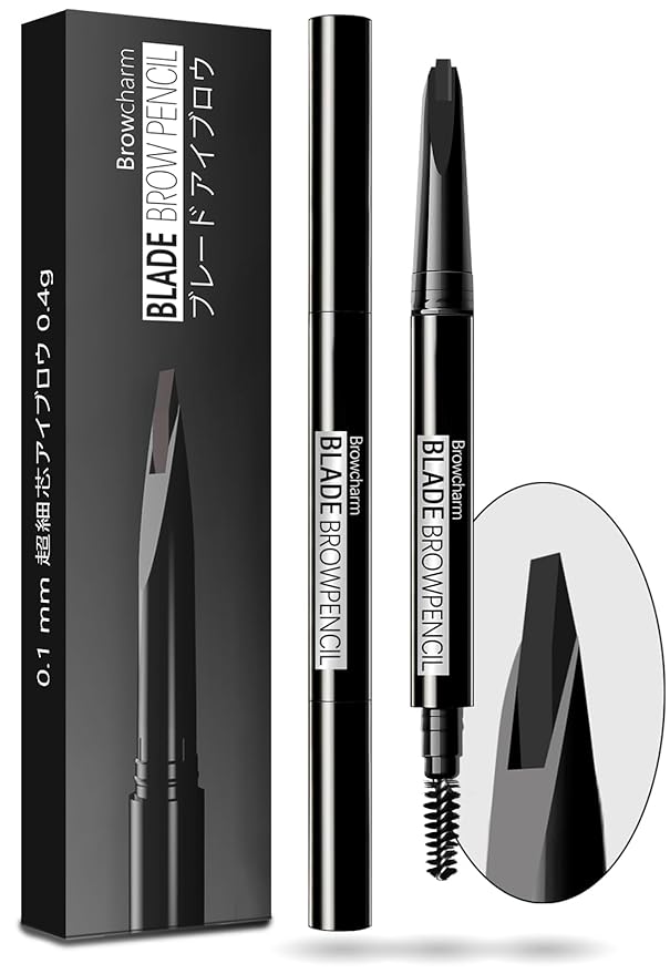 Browcharm Microblading Eyebrow Pencil for Women,0.1mm Ultra-Fine Mechanical Pencil,Makeup Brow Definer Waterproof,Draws Tiny Brow Hairs and Fills in Sparse Areas and Gaps (01 Black)